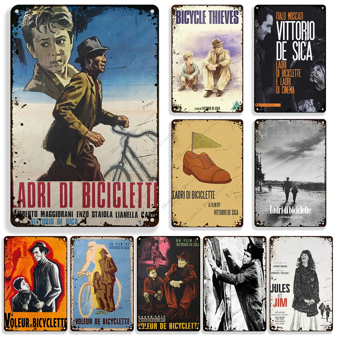 

1948 итальянский фильм Ladri di biciclette Ретро плакат металлический жестяной знак настенная тарелка винтажный домашний бар клуб металлические знак...