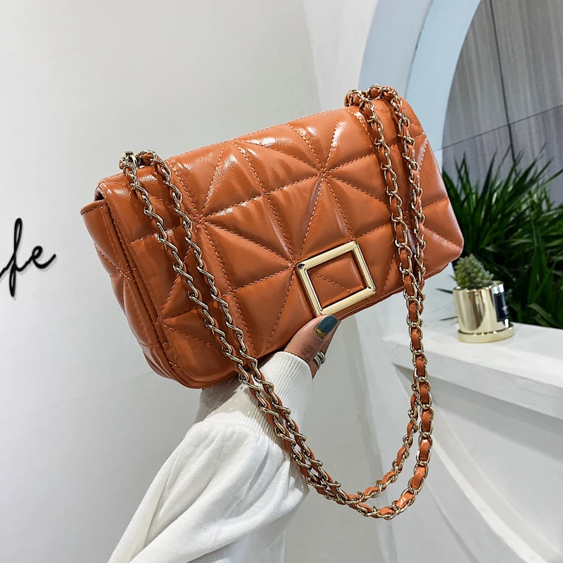 

Simple PU leather bags for women 2020 solid color chain square Shoulder Messenger Bag crossbody bags for women sac a main femme