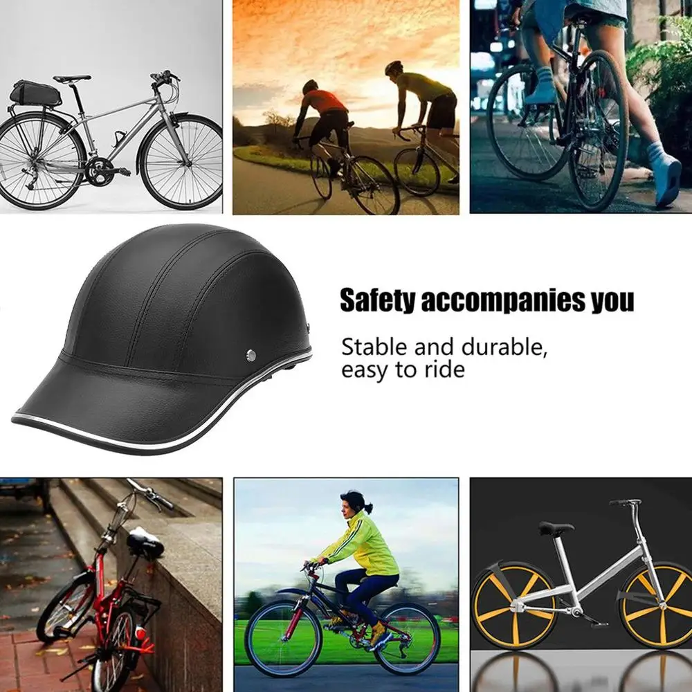 

Motorcycle Helmet Riding Safety Hat Summer Half Helmet Longer Brim Lightweight Adjustable Chin Strap Helmet