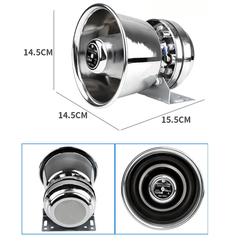 12V 24V Police Fire Warning Siren Auto Vehicle 200W Alarm 8 Sound Tone Ambulance Emergency Speaker Electronic Horn PA MIC System |