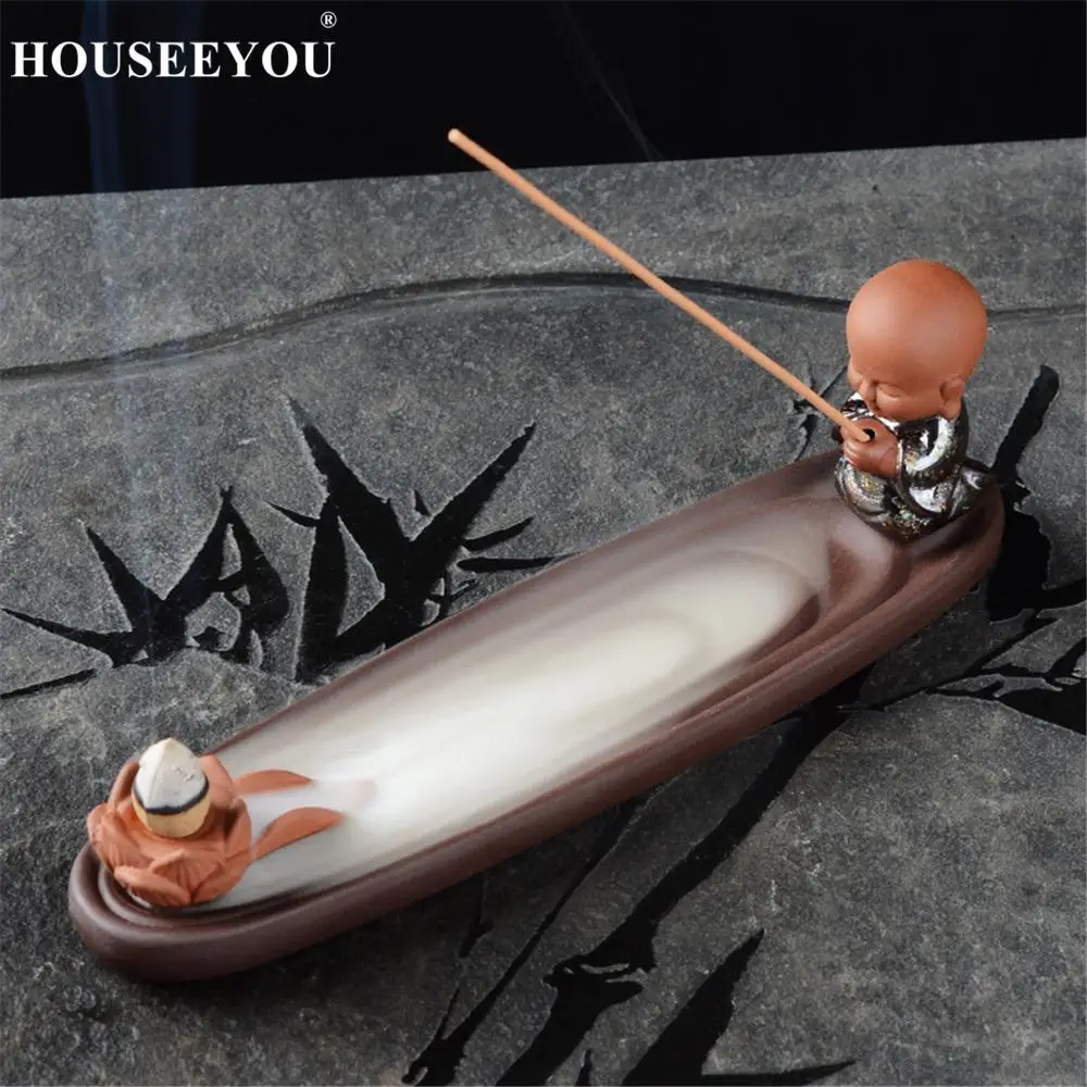 Креативная форма лодки маленький монах 2в1 палочка горелка для благовоний с