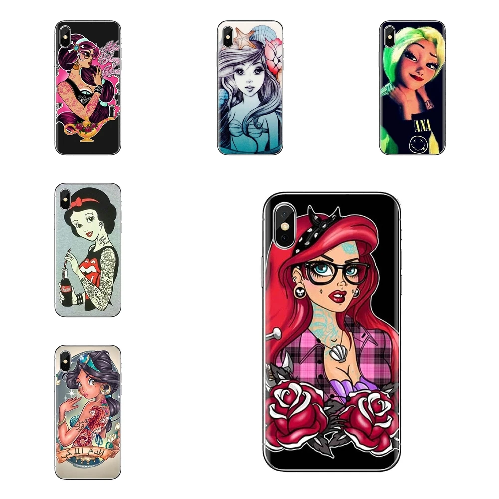 Phone Covers Tattooed princess Alice Ariel Jasmine For LG Spirit Motorola Moto X4 E4 E5 G5 G5S G6 Z Z2 Z3 G2 G3 C Play Plus Mini |