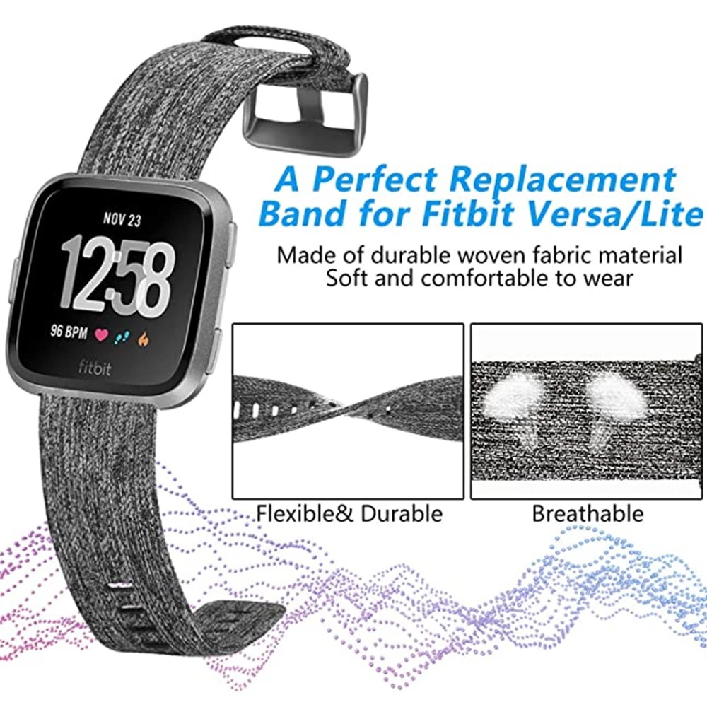Women Men pulseira for Fitbit Versa 2 band Quick Release cinturini Lite strap Breathable Woven Fabric watchband | Наручные часы