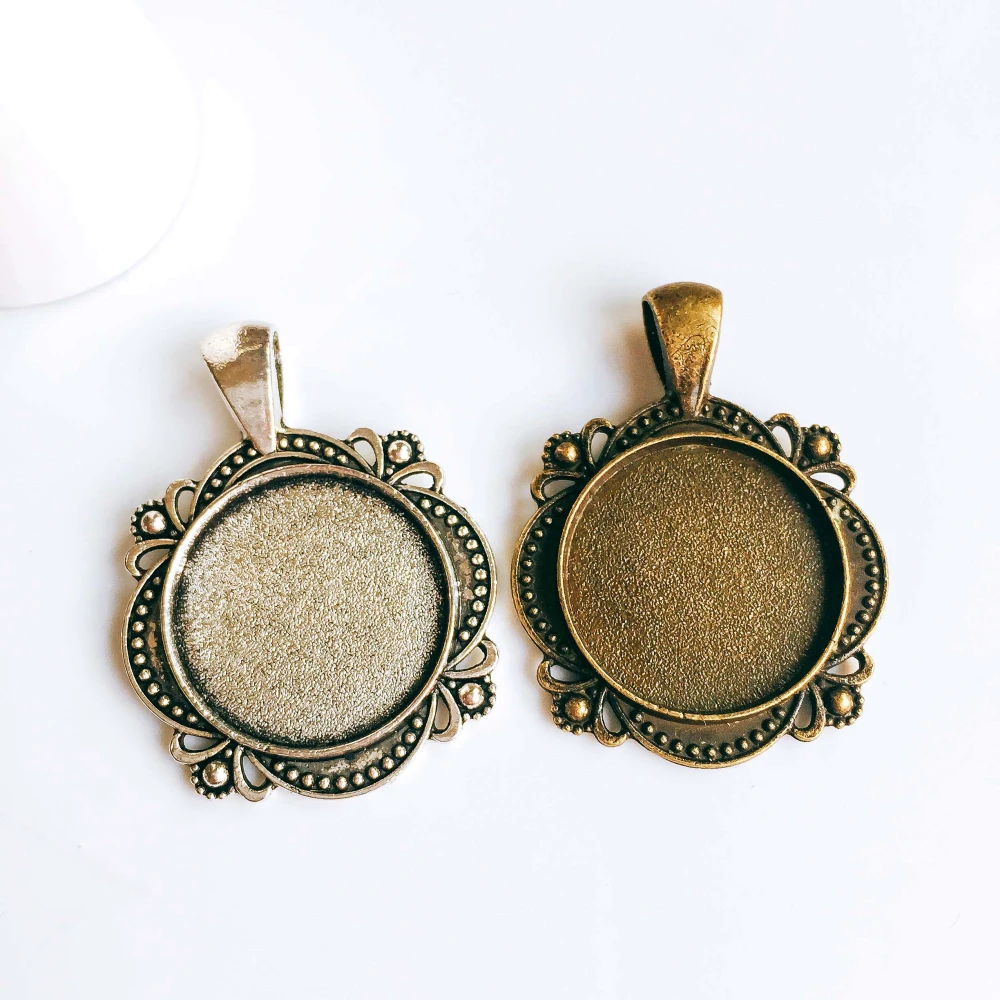 5 шт./лот 20 мм ожерелье с подвеской в античном бронзовом серебристом цвете пустая