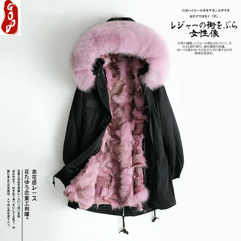 

Real Fur Coat Female Natural Fox Fur Liner Jacket 2021 Winter Jacket Women Fox Fur Collar Coats Korean Outwear Hiver 2748