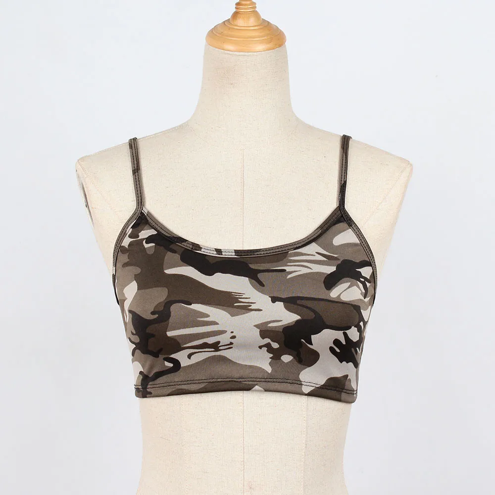 Кроп-Топ женский Камуфляжный без рукавов пикантная майка-бюстье модный