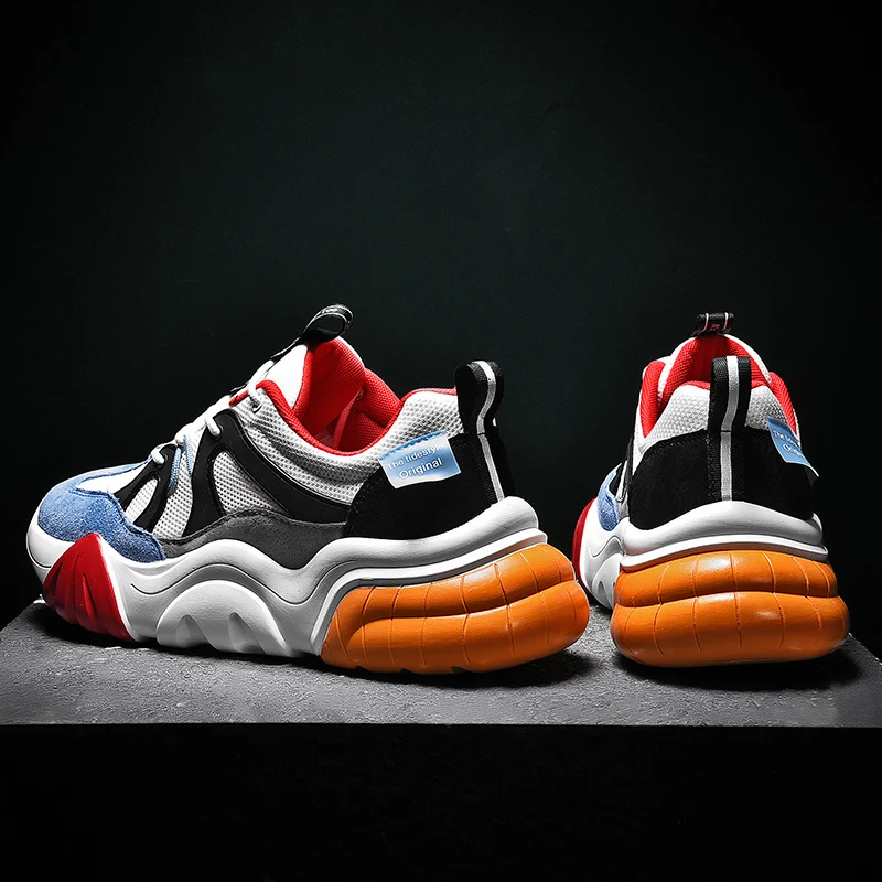 Newest Male shoes White chunky Sneakers Lace up New Casual Shoes Comfortable Breathable Fashion Mesh Ultralight Walking Footwear | Обувь