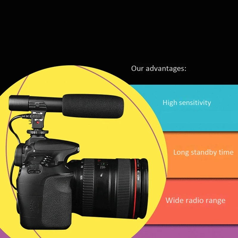 Микрофон Стерео камера конденсаторный видео интервью микрофон для Nikon Canon DSLR