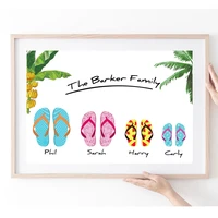 family gift poster custom family name print personalised prints for your decor beach sliper painting on the wall metal frame