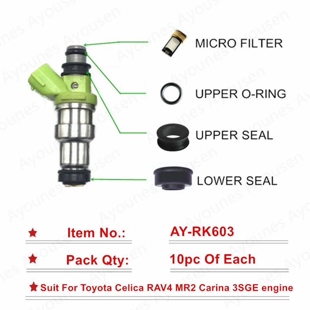 

Ремонтные комплекты для топливных форсунок 23250-74160 для Toyota MR2 SW20 RAV4 SXA1 # Celica ST202 3SGE, 10 комплектов/40 шт.