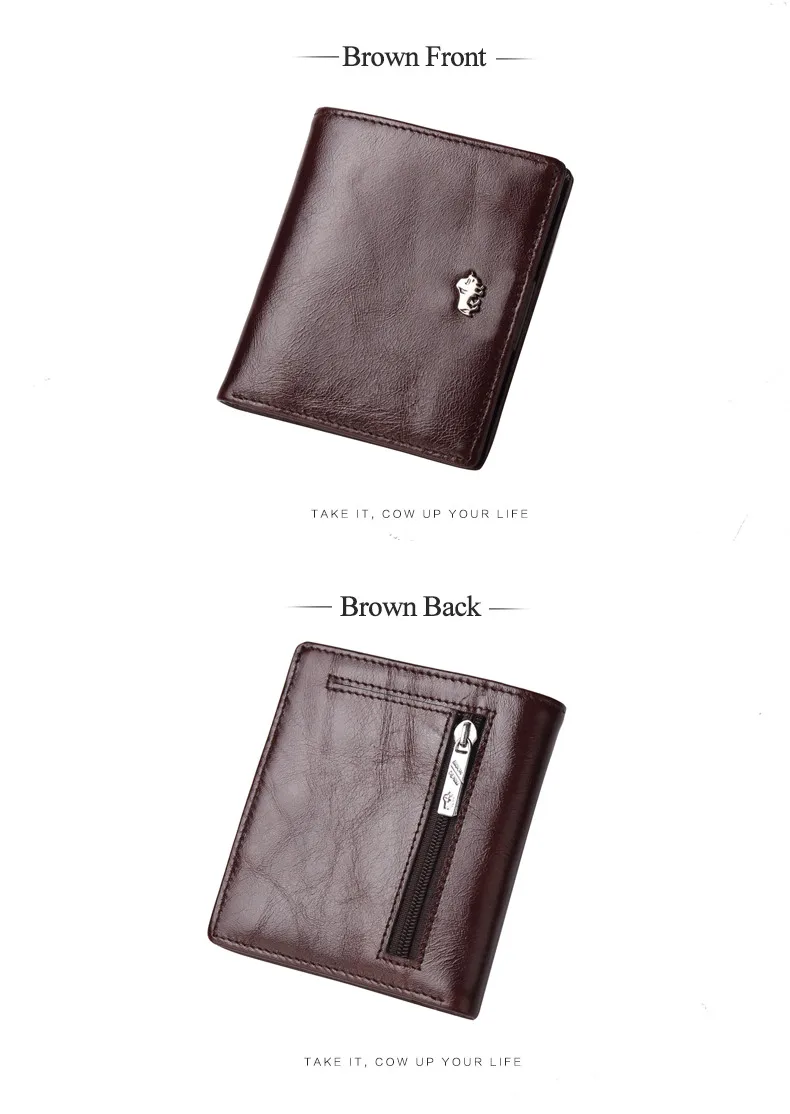 BISON DENIM модные мужские кошельки из натуральной кожи мини маленький кошелек держатель для карт с карманом для монет на молнии