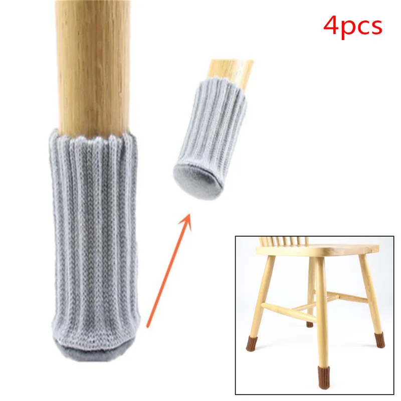 4pcs Anti-slip Chair Leg Socks Cloth Floor Protection Knitting Wool Socks Table Foot Furniture Feet Sleeve Cover Cat Scratching
