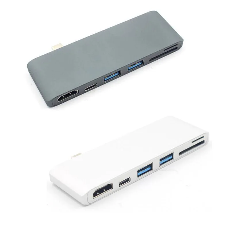 

Multi Port 6 in 1 Type C HUB Adapter USB 3.0 Fast Charging SD/TF Memory Card Reader Adaptors USB C Splitter for Macbook Pro