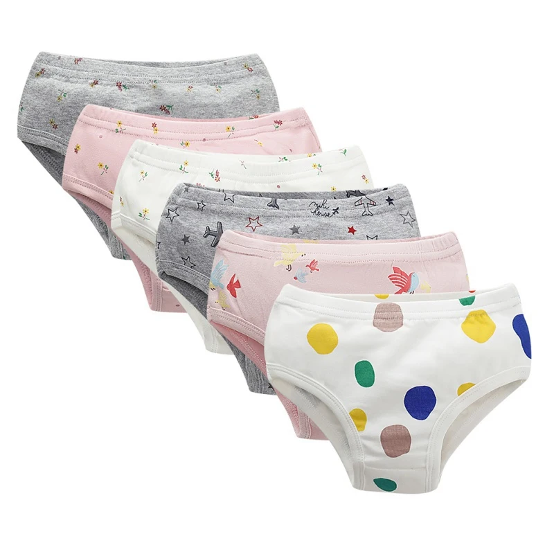 6 шт./лот Хлопковое детское нижнее белье для девочек с милым мультяшным дизайном