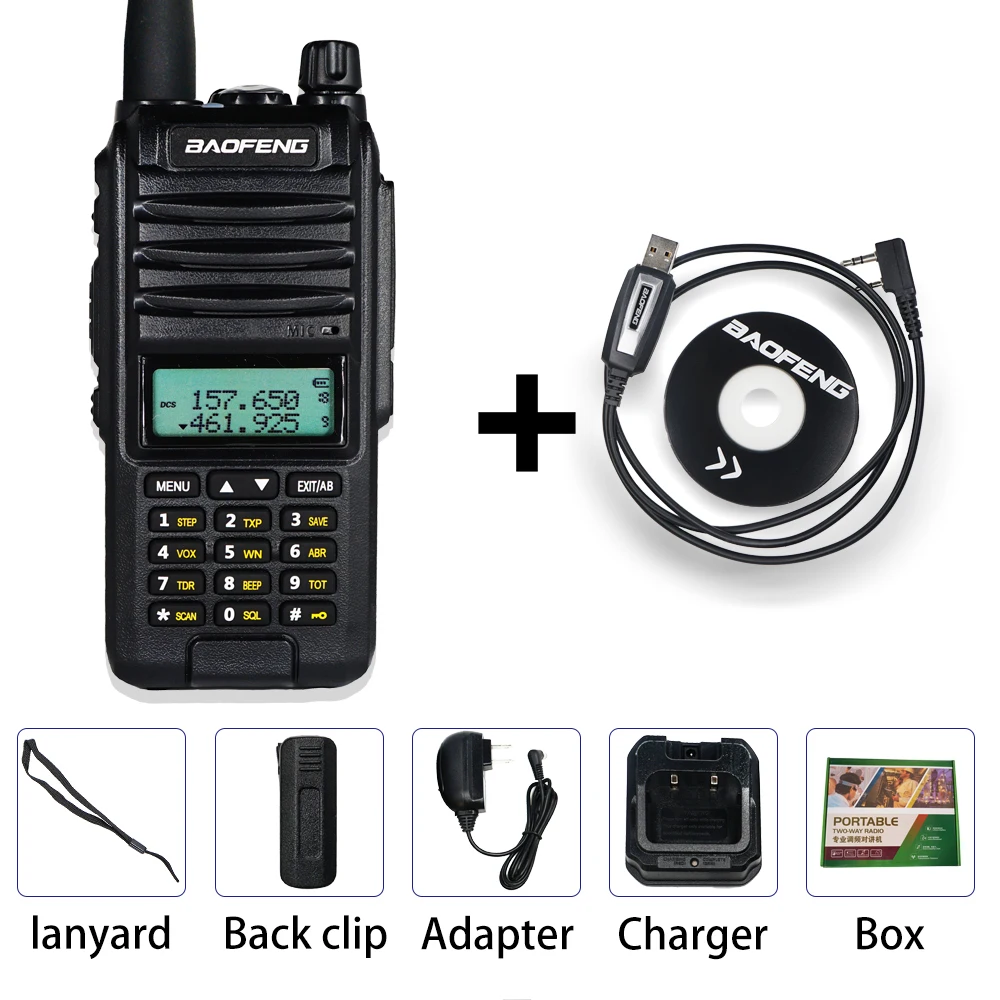 Add cable BaoFeng A58S трехдиапазонная 8 Вт рация 3800 мАч портативная CB Ham радио 10 км fm-приемопередатчик обновление UV-82hp двухстороннее радио UV82 - Цвет: Add cable