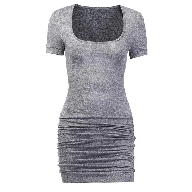 

Summer U Neck Sexy Bodycon Women Dress Backless Sexy Mini Dress Short Sleeve Pleated Casual Dresses Hot Sale