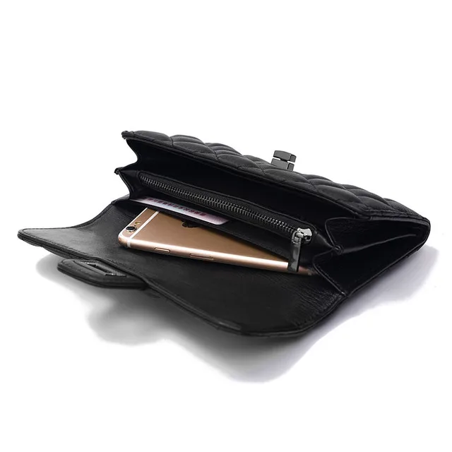 Женский Длинный кошелек из натуральной овечьей кожи с V образным узором|Женские