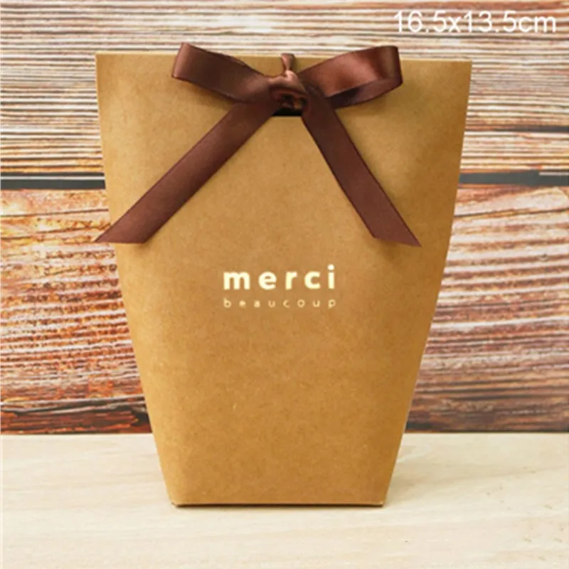 Merci16.5x13.5cm 5 шт. Merci спасибо черный белый бронзированный мешок конфеты спасибо Свадебные сувениры Подарочная коробка посылка подарок на день рождения - Цвет: Merci16.5x13.5cm