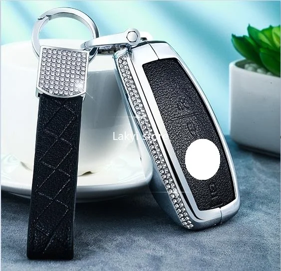 

New Aluminium Alloy Bling Bling Car Key Case Shell for Mercedes Benz S-class E-class E200 E300 C260 A200 Protect Cover Black