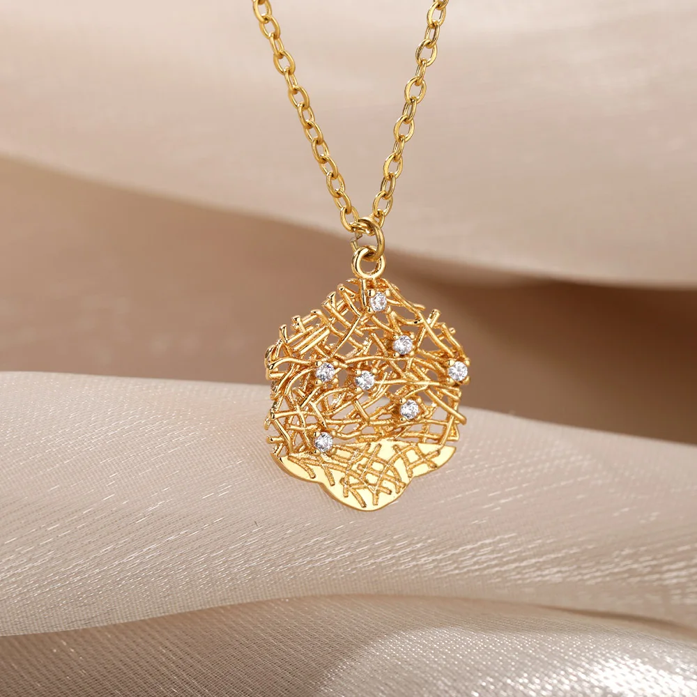 

Ожерелье с Сотами для женщин, колье из нержавеющей стали неправильной геометрической формы