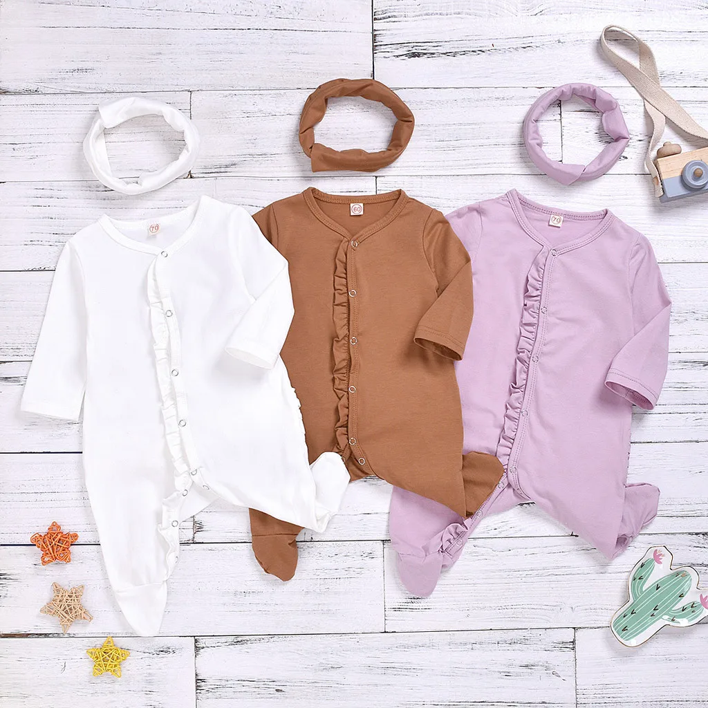 Однобортная одежда для малышей однотонная с длинными рукавами маленьких девочек