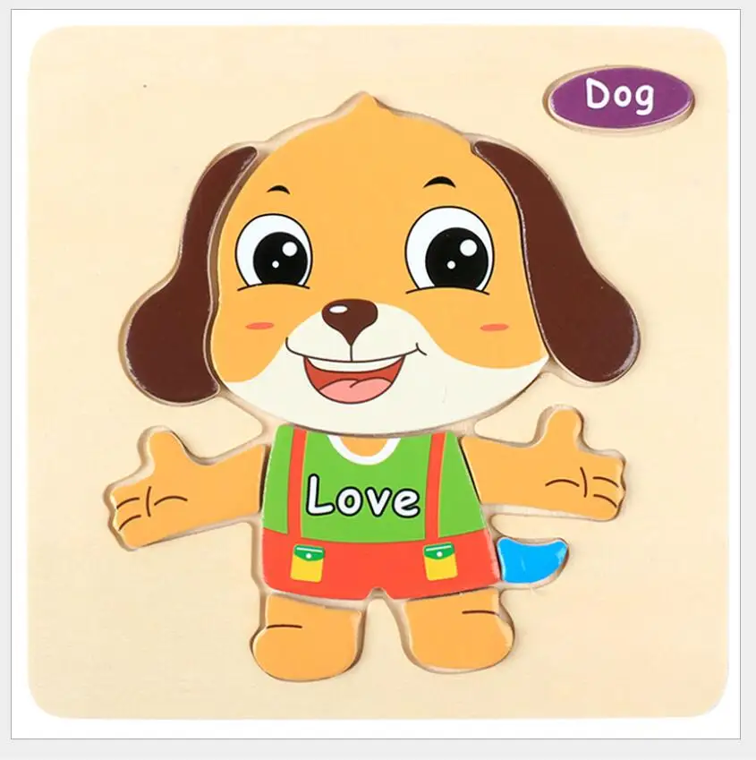 Rompecabezas 3D personalizado de madera para ni&ntilde;os, veh&iacute;culo de dibujos animados, rompecabezas de madera, juguete educativo de Aprendizaje Temprano-5