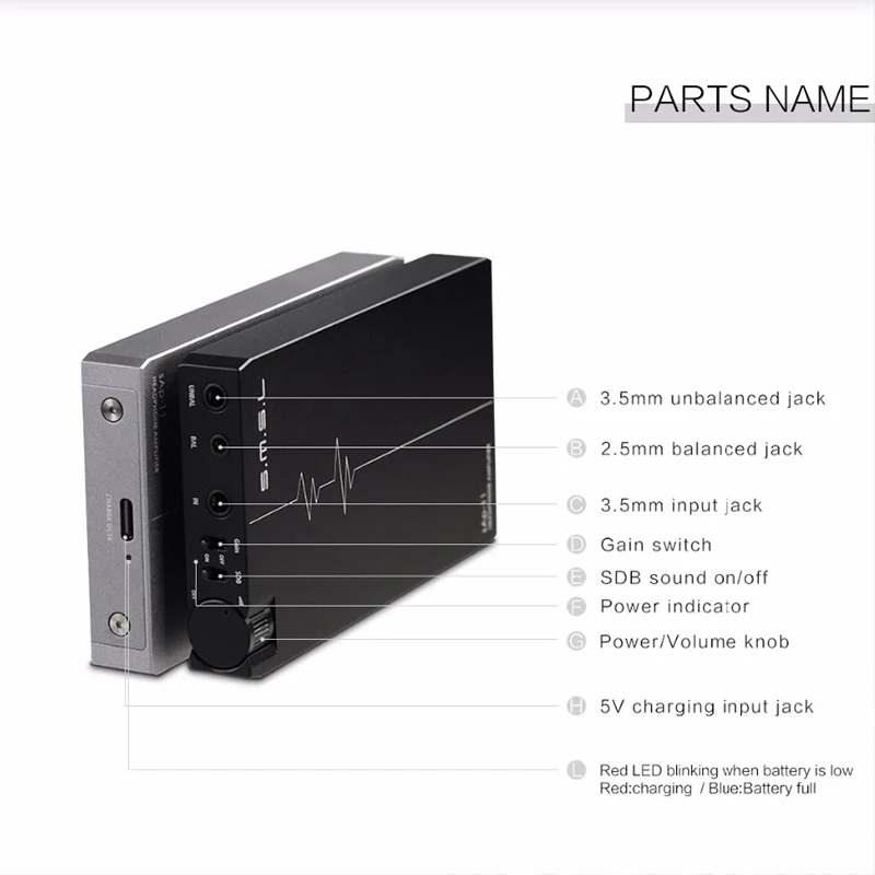 SMSL SAP-11 HiFi аудио TPA6120A2 портативный усилитель для наушников усилитель встроенный "SMSL динамический бас" 2,5 мм сбалансированный выход 3,5 мм