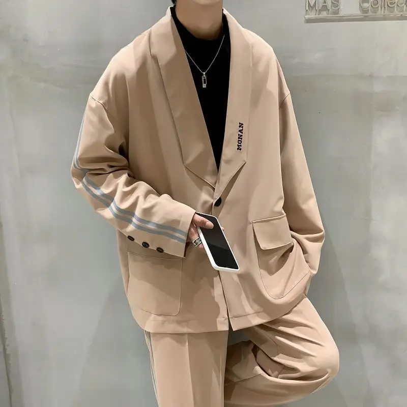 

2020 Autumn And Winter New Youth Popular Solid Color Loose Single Button Suit Fashion Casual All-match Jacket Black/khaki/purple