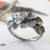 vintage plum blossom ring flower rings for women statement jewelry accessories silver color fashion women rings
