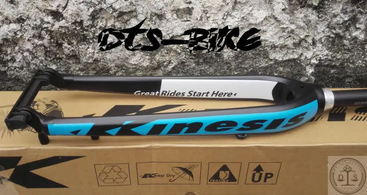 Kinesis 2" 27,5" 2" Алюминий MTB жесткая вилка конический конус 1-1/8" до 1-1/" дисковый тормоз быстросъемные вилки 830 г - Цвет: Синий