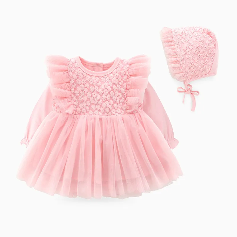 pink color Для новорожденных, комплекты одежды для маленьких девочек торжественное кружевное нарядное платье; платье для крещения крестильное платье для маленьких девочек для вечерние свадебные 0 3 6 Месяцев Младенческой Платье на крестины - Цвет: pink color