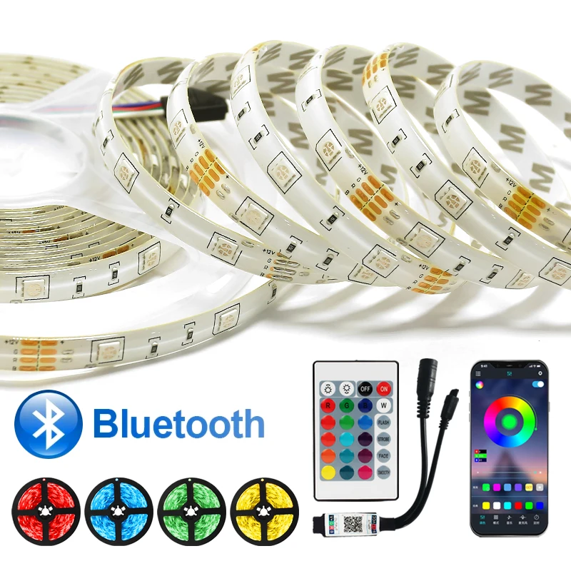 

Led RGB 5050 SMD 2835 Flexible Waterproof Tape Diode 5M 10M 15M DC 12V Remote Control+Adapter LED Strips Lights Bluetooth Luces
