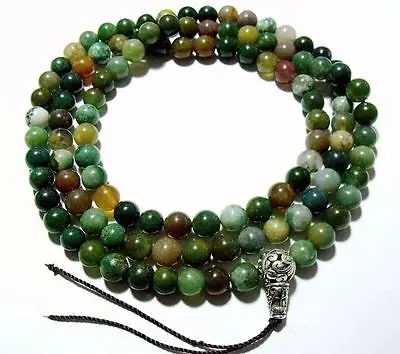 Ожерелье из натурального халцедона 8 мм тибетский буддизм 108 Индия | Украшения и