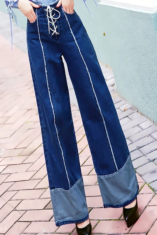 

2020 Summer New Retro Wide Leg Pants Casual Jeans High Waist Tie Pants Mom Jeans Ripped Jeans for Women