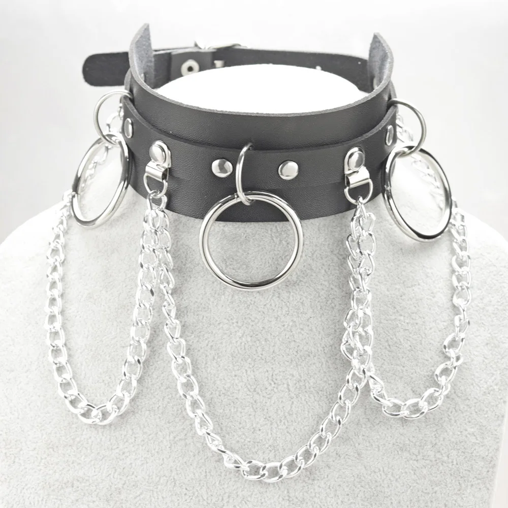 Изысканное панк звено рок кожа стильные ожерелья Готический стиль Харадзюку