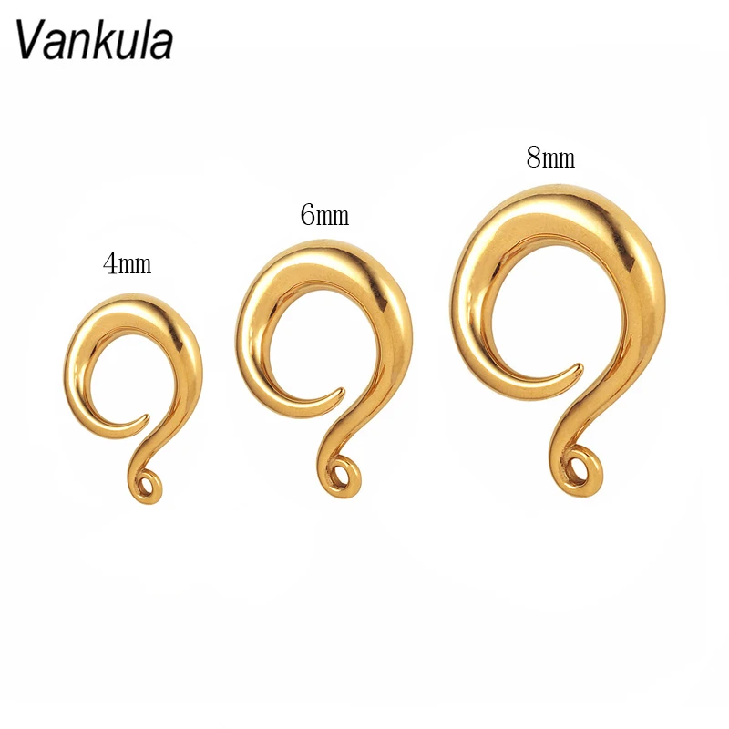 Vankula 2pcs 316L Stainless Steel Ear Plug Tunnels Purplish Red Body Piercing Ear Gauges Expander Natural Stone Ear Weights