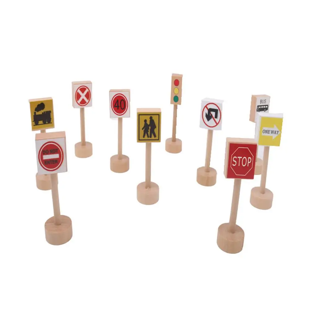 10 шт. детский деревянный дорожный знак|Блочные конструкторы| |