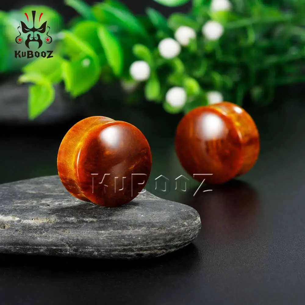 Оптовая цена полоски бамбуковые желтые облака акриловые затычки для ушей серьги