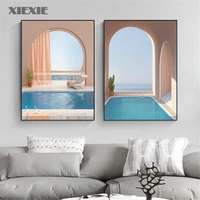 canvas painting wall art islamic architecture posters architectural landscape wall pictures for living room home decoration