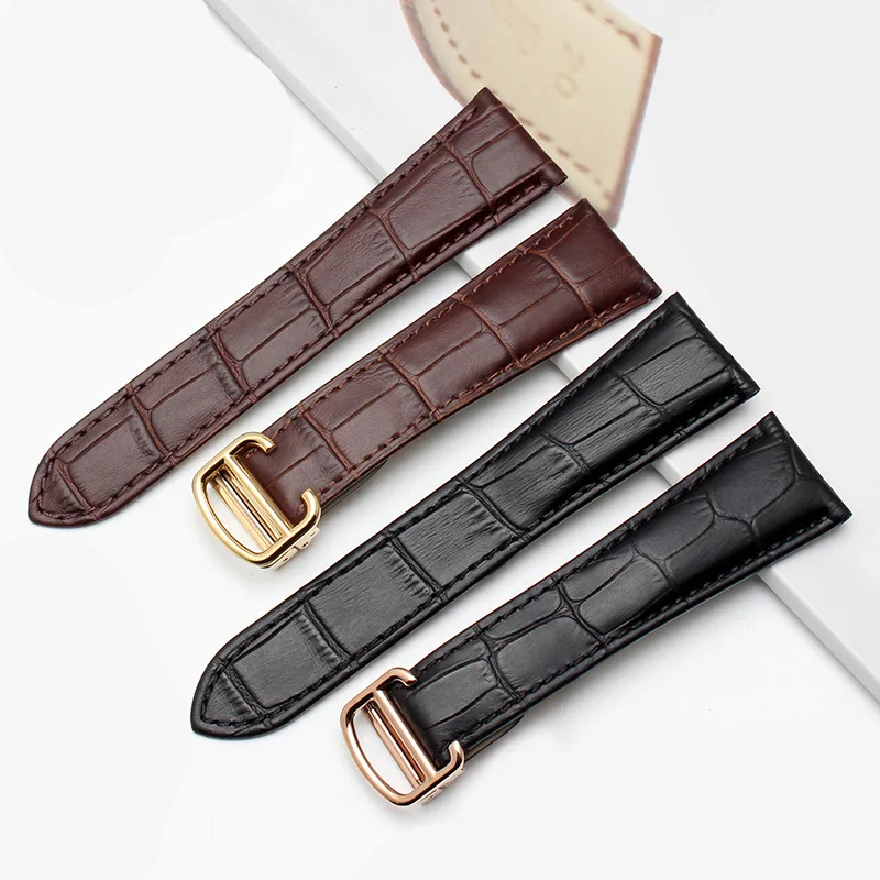 

Watch Band For Cartier TANk SOLO RONDE DE Genuine Leather Watch Chain Folding Buckle Watch Strap Accessories Watch Bracelet Belt