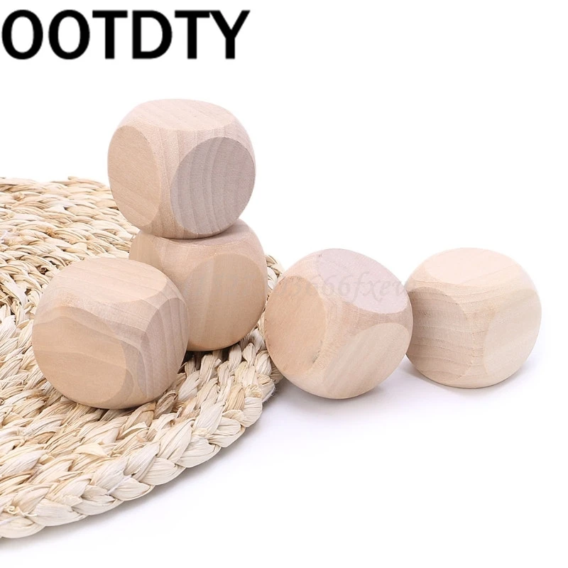 40 мм пустое дерево игральные кости Детские игрушки печать гравировка живопись DIY