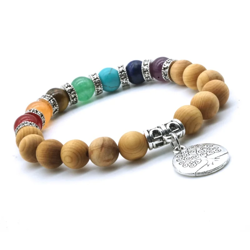 Дерево жизни 7 Чакр камень ароматерапия деревянные бусины эфирное масло диффузор