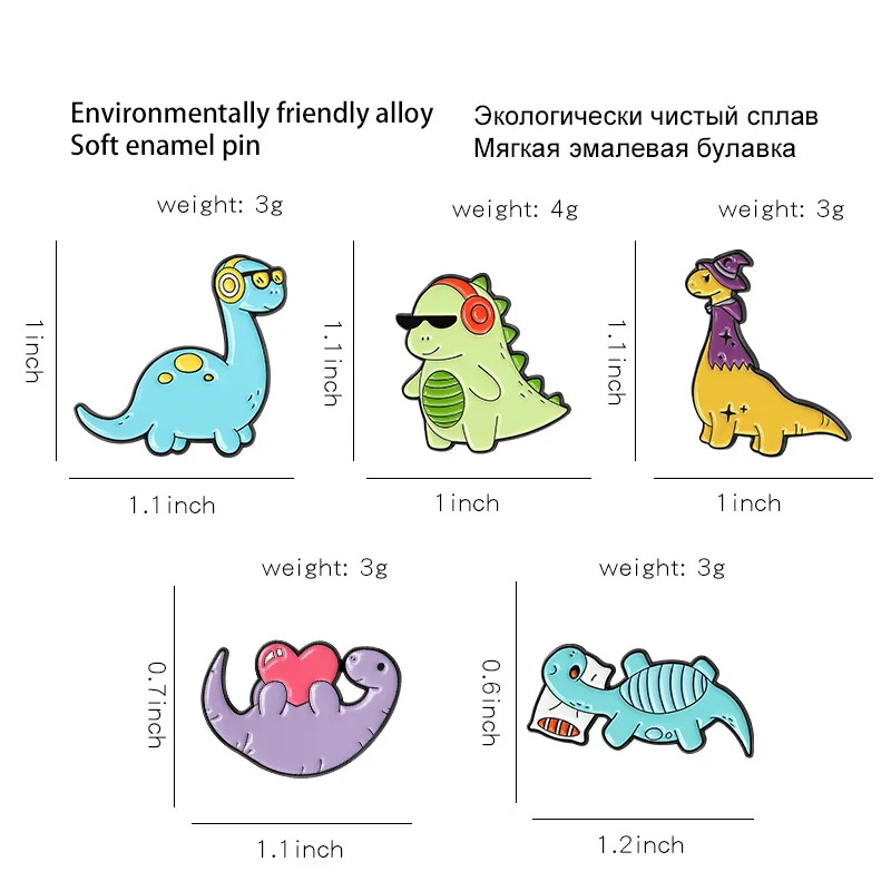 

Jurassic Animal Brooch Colorful Dinosaur Series Brooch Music Animal Brooches for Kids Friends Backpack Badge Wholesale