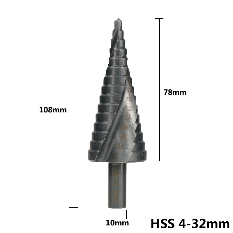 1pc 4-32mm 4-12 20 32 мм 6-30 мм спиральное ступенчатое конусное сверло треугольное ступенчатое сверло набор HSS отверстие резак дерево/металл нитридное покрытие сверло - Цвет: 1pc 4-32mm