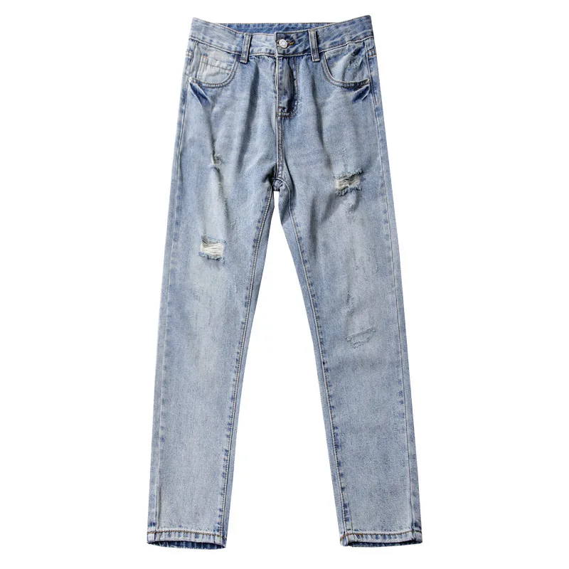 

Loose Woman Jeans 2019 Summer Autumn Vintage Casual Boyfriend Hole Denim Wide Leg High Waist Ripped Jeans