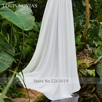 Louis Novias sexy suspender wedding dress deep V-neck open back beach car sweep soft Satin Embroidery cardigan romantic dress