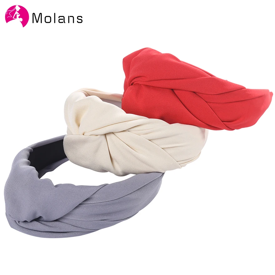 Женские обручи для волос Molans с большим перекрестным узлом однотонные 2020 зимние