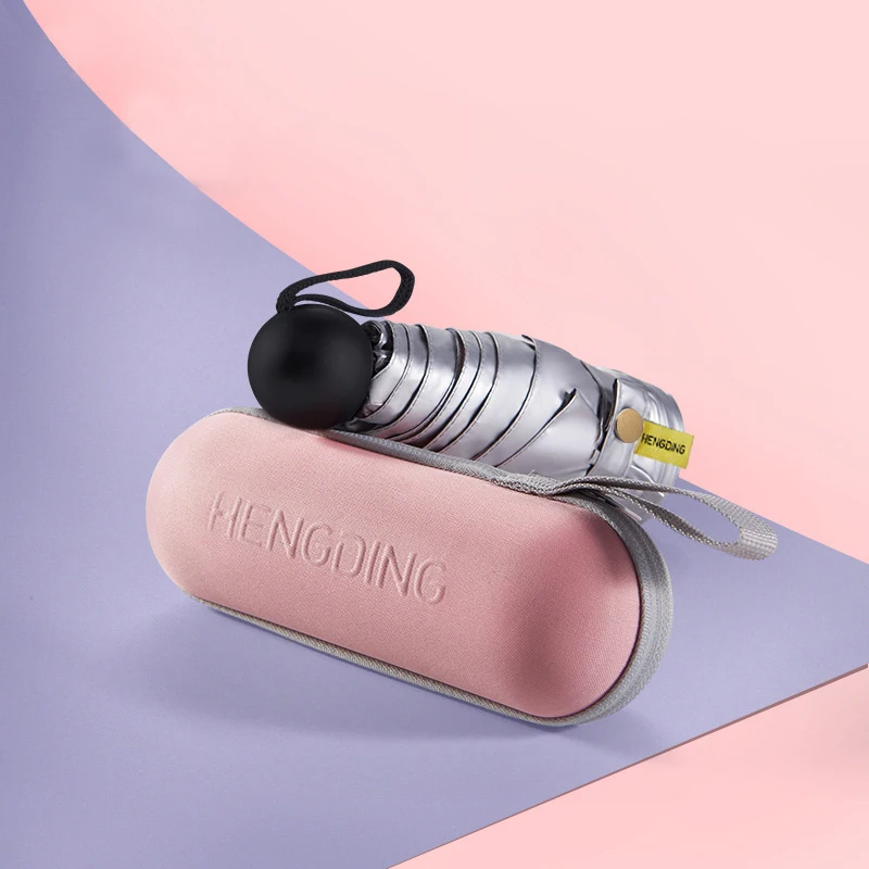 Женский мини зонтик Lydia серебристый от солнца из титана с защитой ультрафиолета и