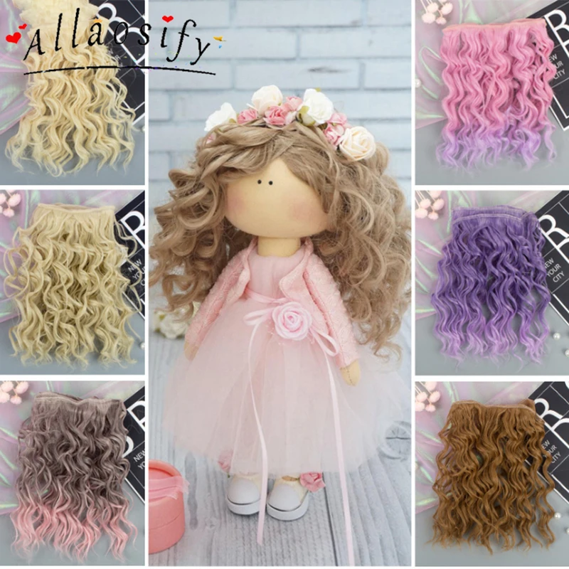 

Allaosify Black Gold Brown Silver Short Curly Hair 15cm 25cm * 100CM BJD Wig 1/3 1/4 1/6 Doll DIY