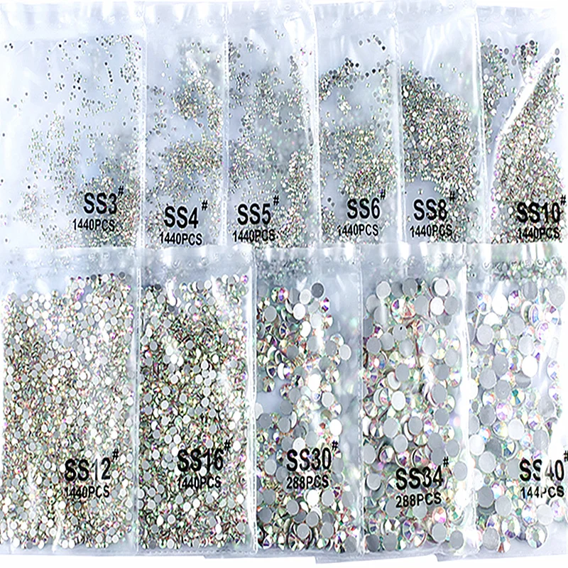Стразы Crystal AB Супер Блестящий SS3-SS50 Non Hot Fix FlatBack шитье стразами &amp Fabric Garment Nail Art